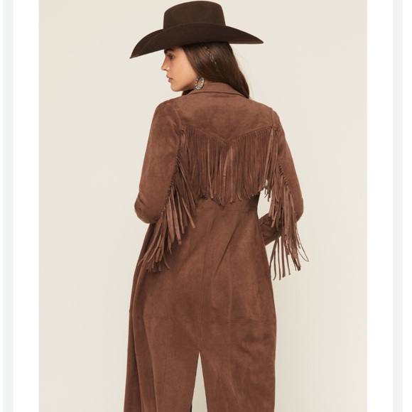 Shyanne Jackets & Blazers - Faux Suede Fringe Trench Coat
NWOT
COLOR- Chocolate
 Brown
SHYANNE